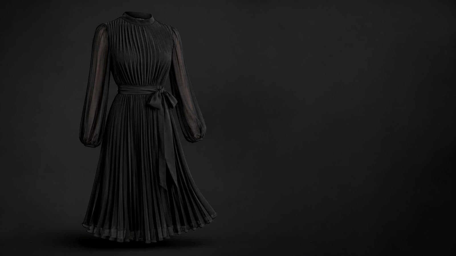 Pleated Chiffon Dress
