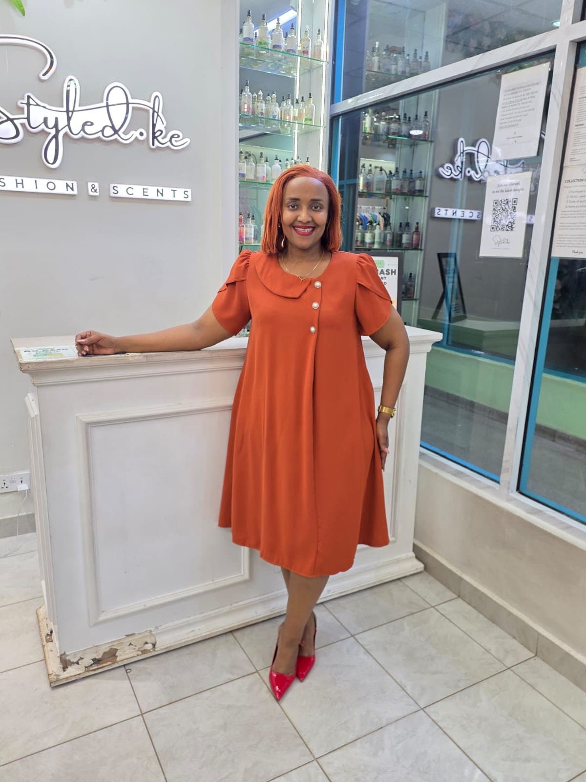 Women’s Elegant Button-Front A-Line Dress